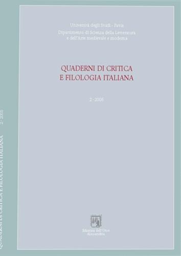 Quaderni di Critica e filologia italiana. N. 2, 2005. Testi di G.Cura, A.Peonia, M.C - copertina