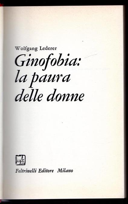 Ginofobia: la paura delle donne - copertina