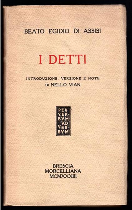 I detti - Egidio D'Assisi - copertina