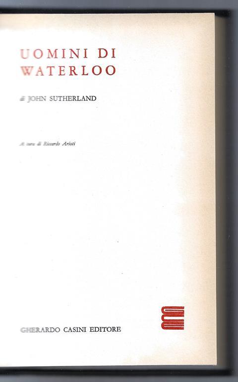 Uomini di Walterloo - John Sutherland - copertina