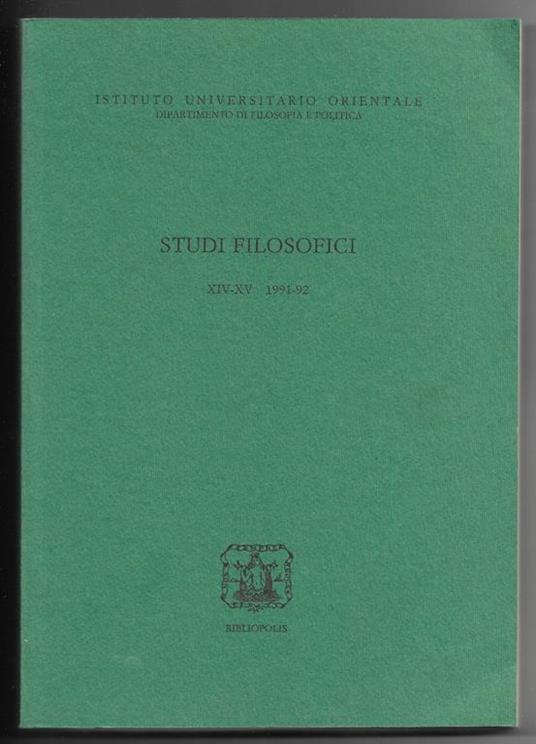 Studi filosofici XIV-XV 1991-92 - copertina