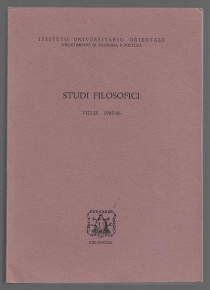 Studi filosofici VIII-XII 1985-86 - copertina