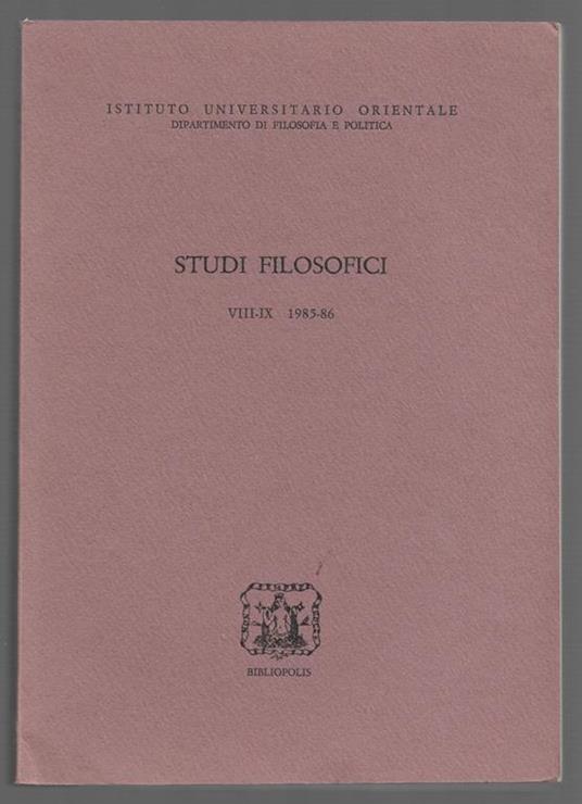 Studi filosofici VIII-XII 1985-86 - copertina