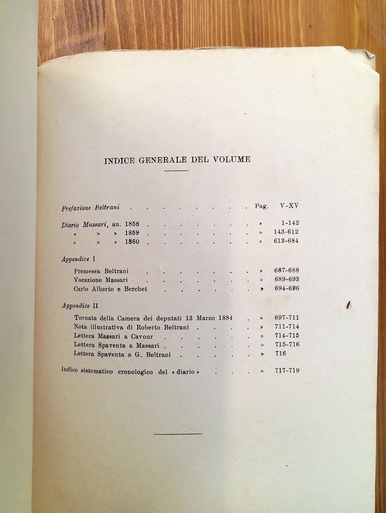Diario 1858-60 sull'azione politica di Cavour