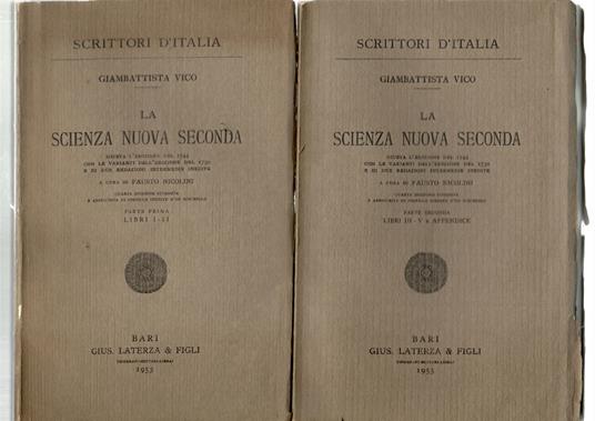 La Scienza Nuova Seconda. Giusta l'edizione del 1744 con le varianti dell'edizione del 1730 e di due redazioni intermedie inedite (2 volumi) - Giambattista Vico - copertina
