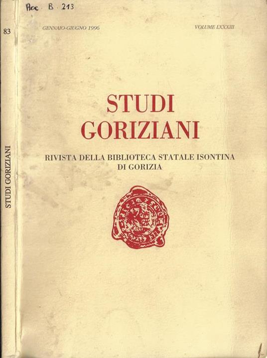 Studi goriziani anno 1996 volume LXXXIII - copertina