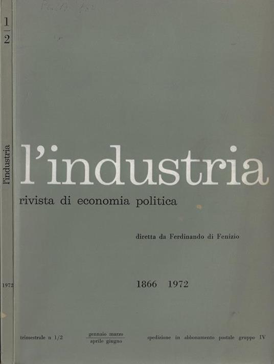 L' industria anno 1972 N. 1/2 - copertina
