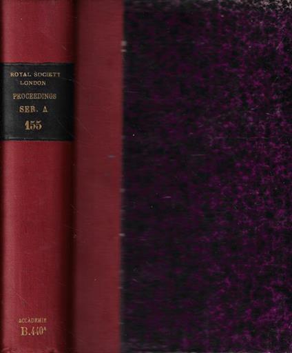 Proceedings of the Royal Society Serie B Vol. 155 Anno 1936 - copertina