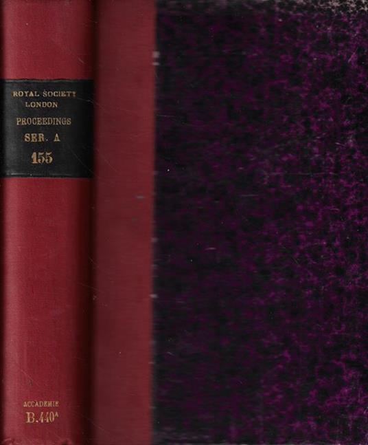 Proceedings of the Royal Society Serie B Vol. 155 Anno 1936 - copertina