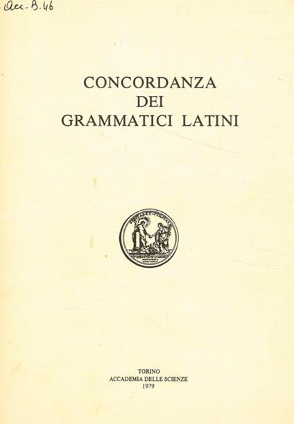 Concordanza dei grammatici latini - copertina