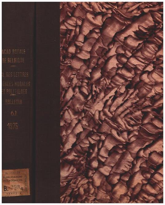 Bulletin de la classe des Lettres et des Sciences Morales et Politiques - tome LXI 1975 - copertina