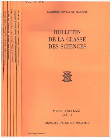 Bulletin de la Classe des Sciences - copertina