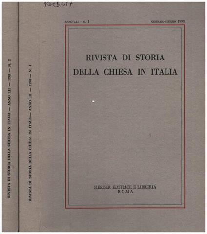Rivista di Storia della Chiesa in Italia - Anno LII n. 1 e 2 - copertina