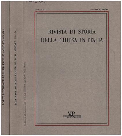 Rivista di Storia della Chiesa in Italia - Anno LV n. 1 e 2 - copertina