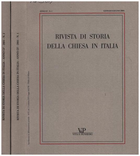 Rivista di Storia della Chiesa in Italia - Anno LV n. 1 e 2 - copertina