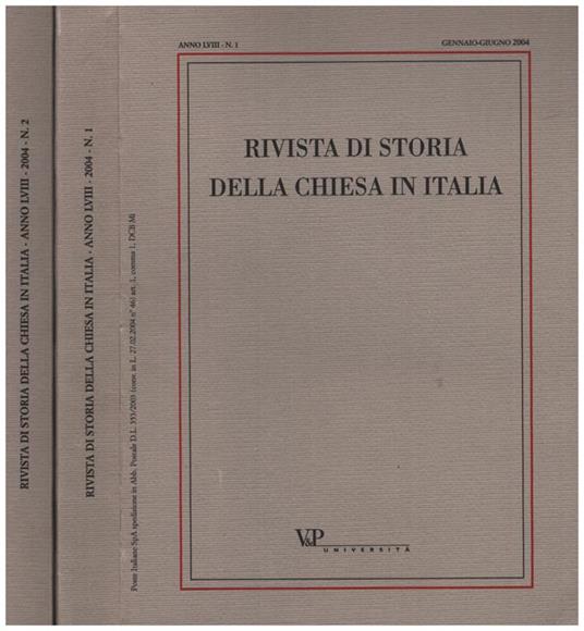 Rivista di Storia della Chiesa in Italia - Anno LVIII n. 1 e 2 - copertina