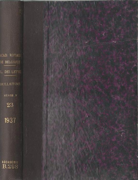 Bulletin de la classe des lettres et des sciences morales et politiques XXIII - copertina