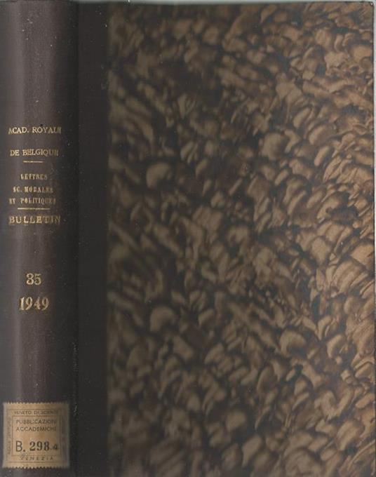 Bulletin de la classe des lettres et des sciences morales et politiques XXXV - copertina