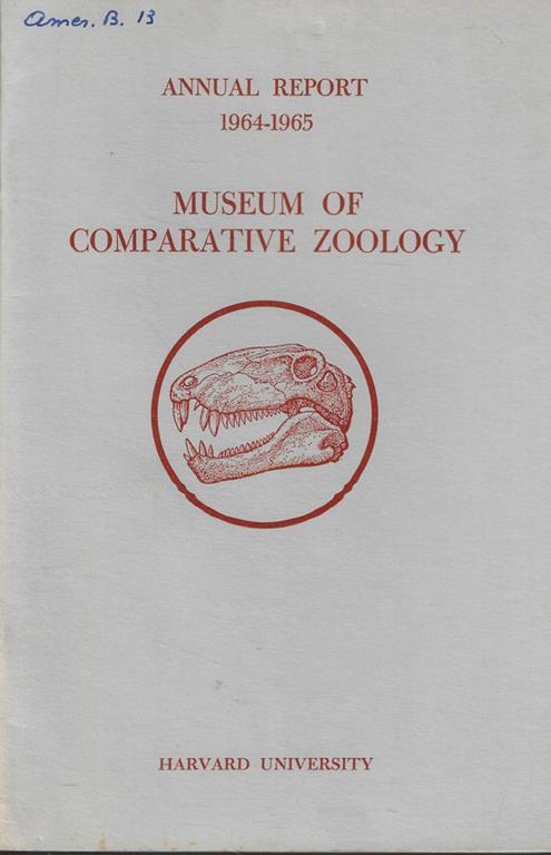 Annual Report Museum Comparative Zoology Anno 1964-1965 - copertina