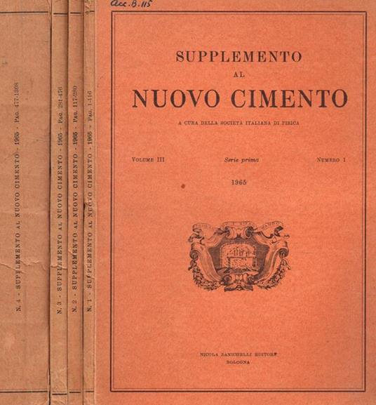 Supplemento al nuovo cimento a cura della societa di fisica. Vol.III, serie prima, 1965 - copertina