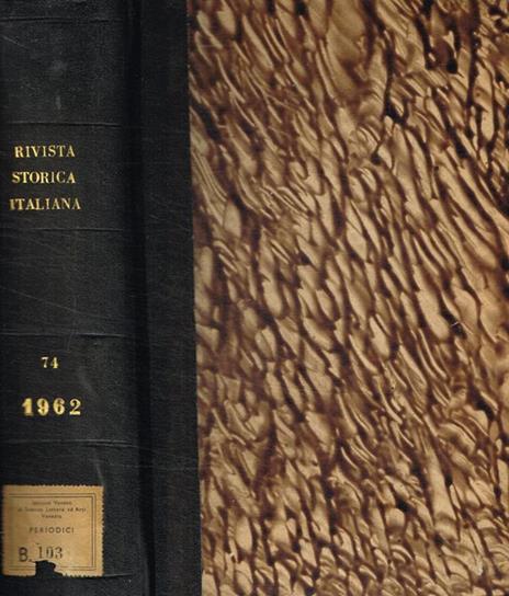 Rivista storica italiana anno LXXIV, 1962 - copertina