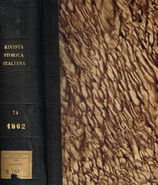 Rivista storica italiana anno LXXIV, 1962 - copertina