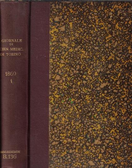 Giornale della R. Accademia di medicina di Torino anno XXXII 1869 Parte I - copertina