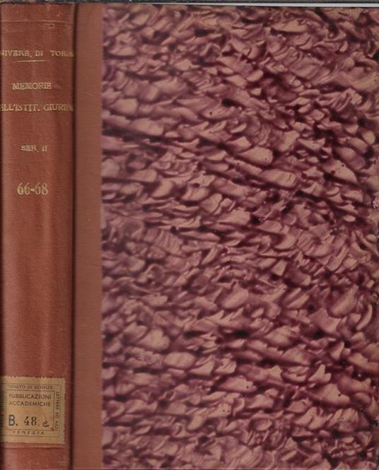 Università di Torino memorie dell'Istituto Giuridico serie II N. 66, 67, 68 - copertina