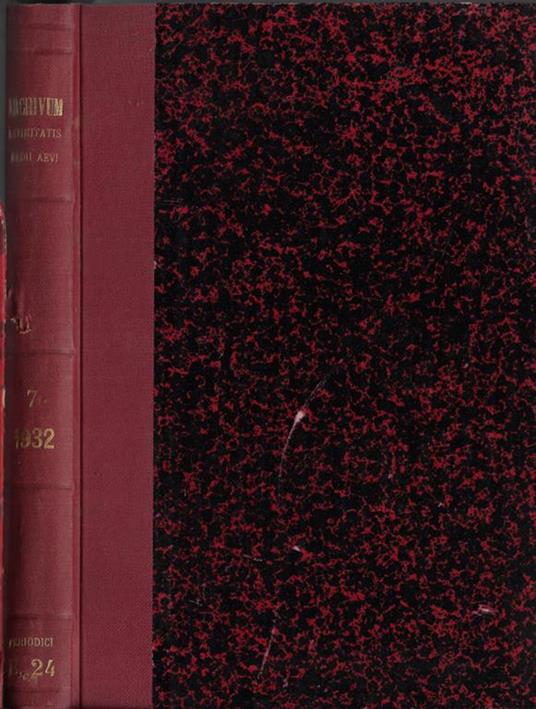 Archivum Latinitatis Medii Aevi Anno 1932 Tomo VII - copertina