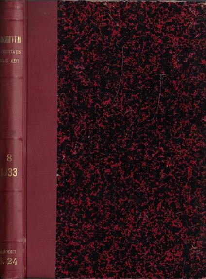 Archivum Latinitatis Medii Aevi Anno 1933 Tomo VIII - copertina
