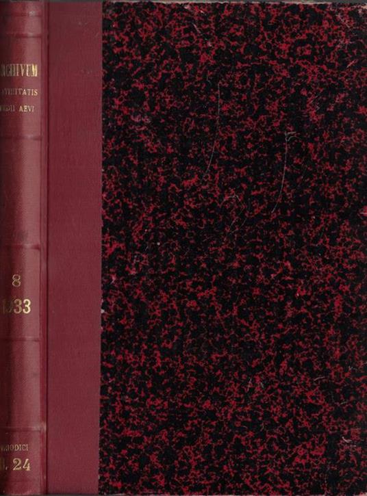 Archivum Latinitatis Medii Aevi Anno 1933 Tomo VIII - copertina