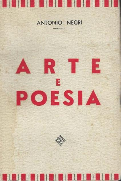 Arte E Poesia - Antonio Negri - copertina