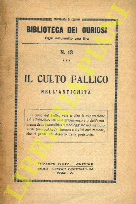 Il culto fallico nell’antichità - Anonimo - copertina