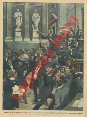 Deputati czechi al Parlamento austriaco ricorrono a trombe, tamburi, fischi, bastoni per opposizione ai tedeschi - A. Beltrame - copertina