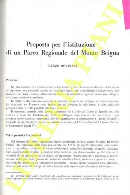 Proposta per l'istituzione di un Parco Regionale del Monte Beigua - copertina