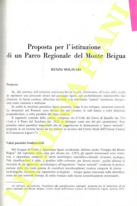 Proposta per l'istituzione di un Parco Regionale del Monte Beigua - copertina