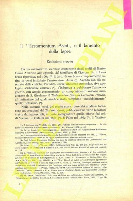 Il “Testamentum Asini” e il lamento della lepre - Giuseppe Scalia - copertina