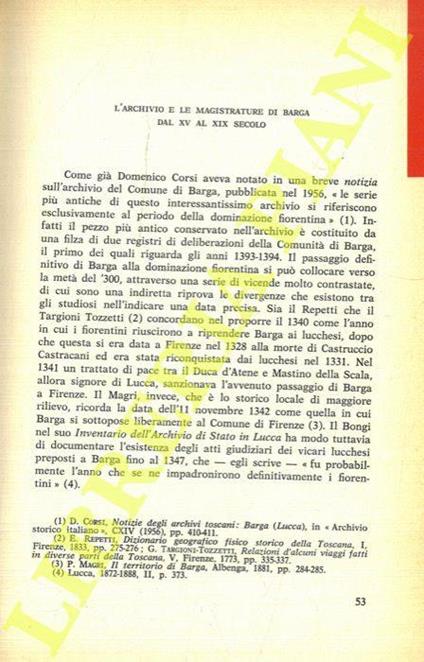 L' archivio e le magistrature di Barga dal XV al XIX secolo - Pier Giorgio Camaiani - copertina