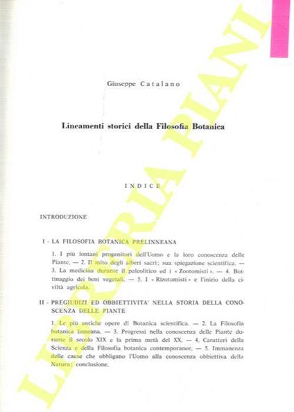 Lineamenti storici della Filosofia Botanica - Giuseppe Catalano - copertina