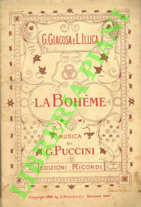 La Bohème (scene da La vie de Bohème di Henry Murger). 4 quadri. Musica di Giacomo Puccini - Giuseppe Giacosa - copertina