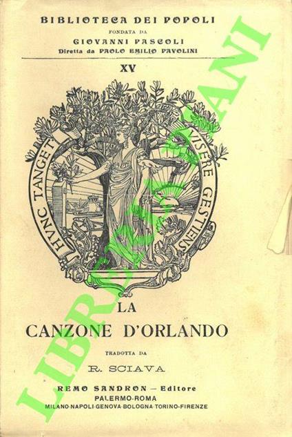 La canzone d’Orlando, trad. da R. Sciava - copertina