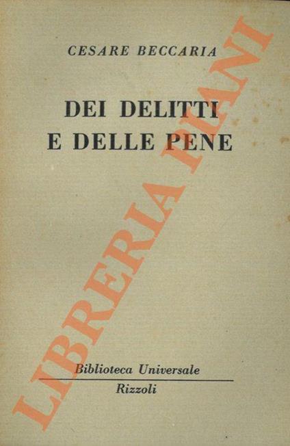 Dei delitte e delle pene - Cesare Beccaria - copertina