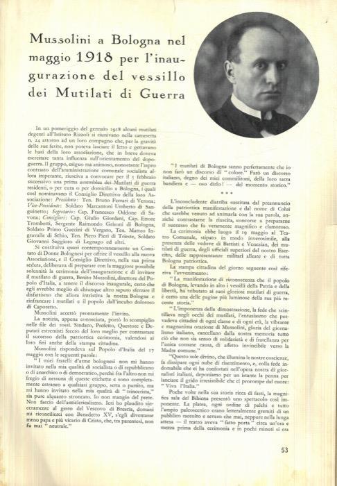 Mussolini a Bologna nel maggio 1918 per l'inaugurazione del vessillo dei Mutilati di Guerra - copertina