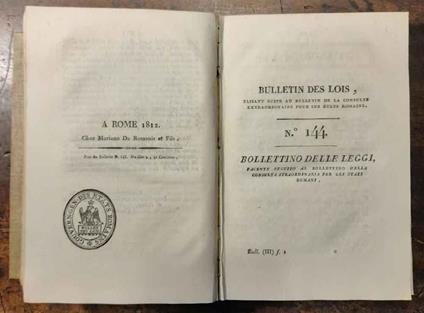 Bulletin des Lois - Bollettino delle Leggi - Napoleone Bonaparte - copertina