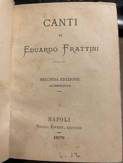 Canti. Seconda edizione accresciuta - copertina