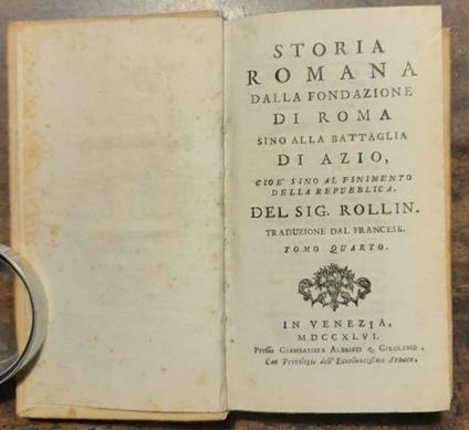 Storia romana dalla fondazione di Roma sino alla battaglia di Azio cio è sino al finimento della repubblica. Tomo quarto. (libro nono e decimo). Traduzione dal francese - copertina