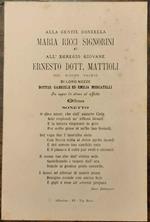 Alla gentil donzella Maria Ricci Signorini e all'egregio giovane Ernesto dott. Mattioli nel giorno fausto delle loro nozze. Sonetto