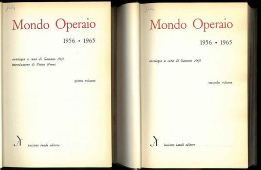 Mondo Operaio 1956 - 1965. Introduzione di Pietro Nenni. Opera in 2 volumi - copertina