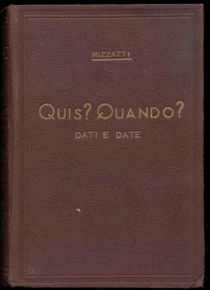 Quis? Quando? Dati e date - copertina