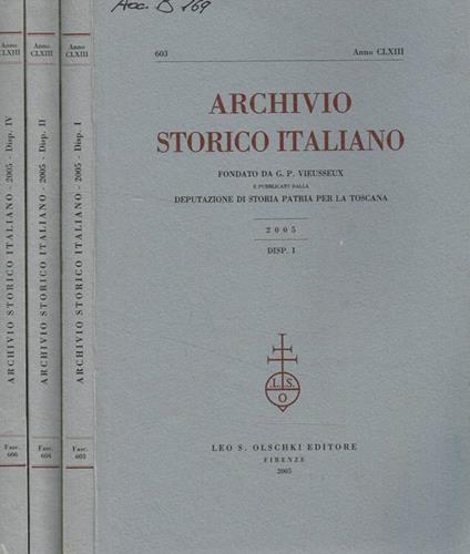 Archivio storico italiano. Fasc.I, II, IV, 2005 - copertina